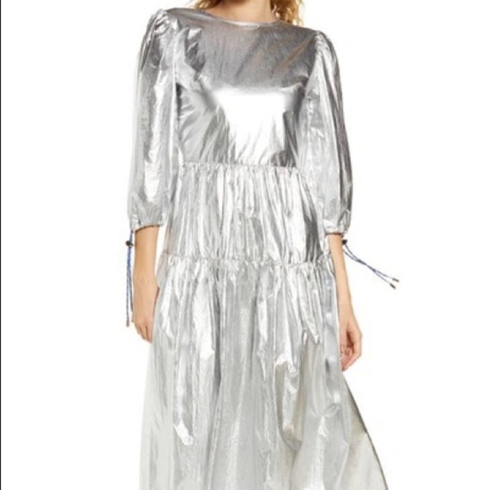 KkCo Foil Silver Dress With Open Back
